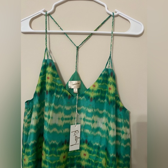 Rieley Collection Silk Slip Dress Size Medium Green Multi NWT - Picture 4 of 8